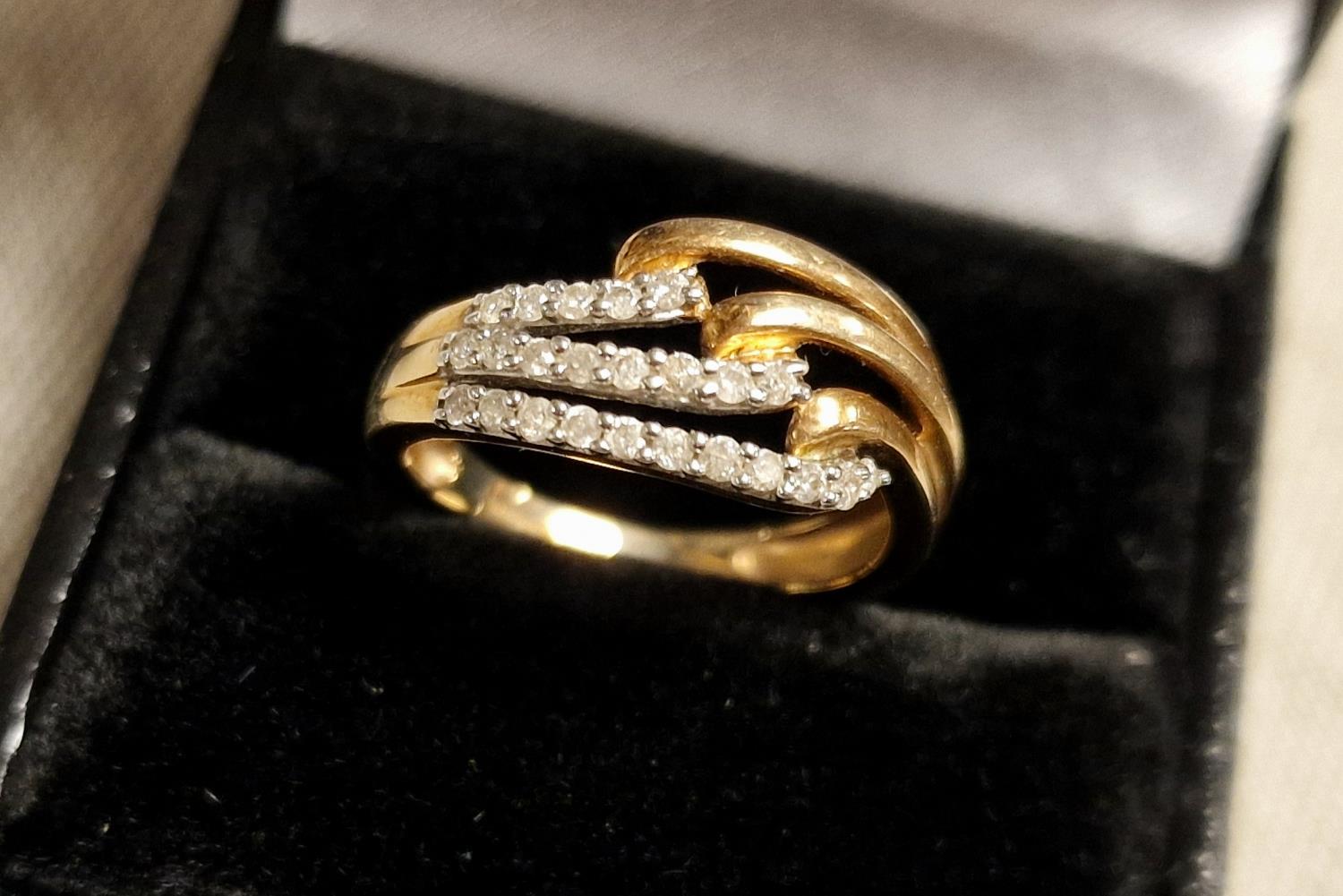 9ct Gold and Diamond Designer Dress Ring, size N+0.5 & 2.65g