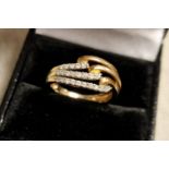 9ct Gold and Diamond Designer Dress Ring, size N+0.5 & 2.65g