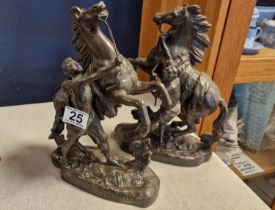 Marley's Horses Pair, possibly bronze - 30cm