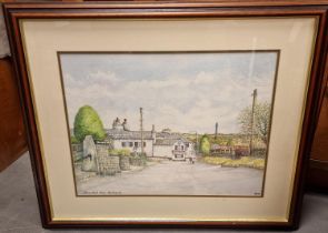 Blue Bull Pub Todmorden Watercolour Painting Art by local artist Chris Lamb