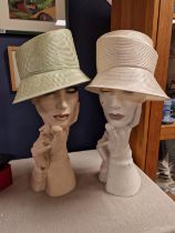 Pair of Philip Somerville Designer Ladies' Hats - 26.5x17.5cm & 24x16cm