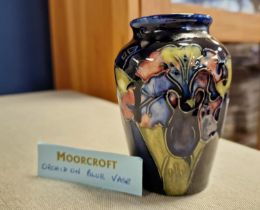 Moorcroft Orchid in Blue Baluster Floral Vase, 3.5" high