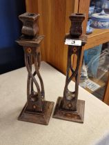 Pair of Arts & Crafts Candlesticks - 13" inches high