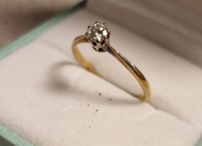 18ct Gold & Diamond Solitaire Engagement Ring Size L