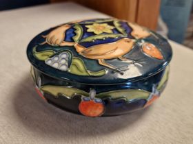 Moorcroft 1995 'Strawberry Thief' Lidded Jar - 5" x 2.5"