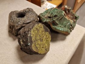 Volcanic Rock Fossil Stone Agate Geode Group of Three