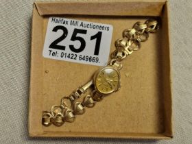 9ct Gold Rotary Wrist Watch + 9ct Strap - total weight 9.45g