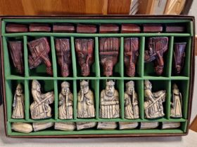 Antique Chess Set, Isle of Lewis Chessmen Style and heavyweight - King measures 9cm high