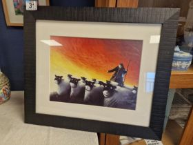 Mackenzie Thorpe 'Taking Them Home' Artwork - Farming Interest - 44.5x38cm inc frame