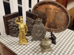 Various Ephemera inc Black Forest Bookends, Joseph Asquith Alexandra House Halifax Copper Plate, Emp