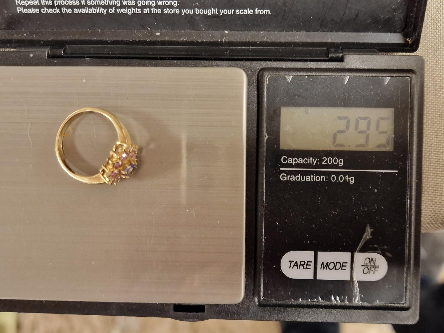 9ct Gold, Pink Topaz and Aquamarine Dress Ring, size O & 2.95g - Image 3 of 3