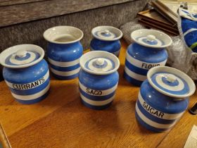 TG Green Blue & White Kitchen Jar Set