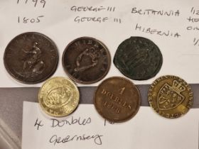 Coins - George III Hibernia & Britannia and Other Antique 18th & 19th Century Coins inc Spade Guinea