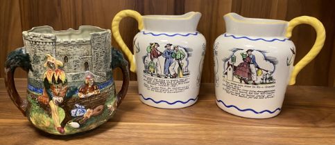 Royal Doulton A Wandering Minstrel Twin Handled Tankard (Number 141 of 600) & 2 Royal Doulton Sea Sh