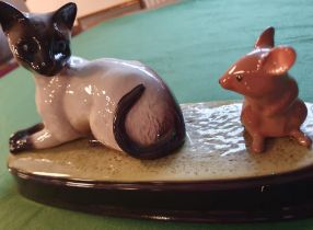 Beswick Cat & Mouse on Plinth Figure