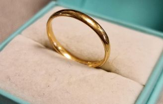 22ct Gold Wedding Band Ring, Size N, Weight 2.4 grams