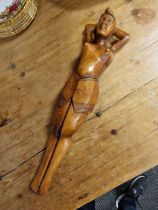 Vintage Carved Wooden Female Form Nutcracker - 24cm long