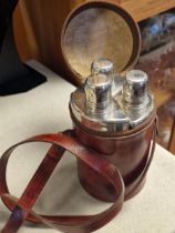 Leather 3pc 1950's Hip Drinks/Flask