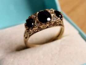 9ct Gold, Diamond & Ruby Vintage Dress Ring, 3.8g & size N