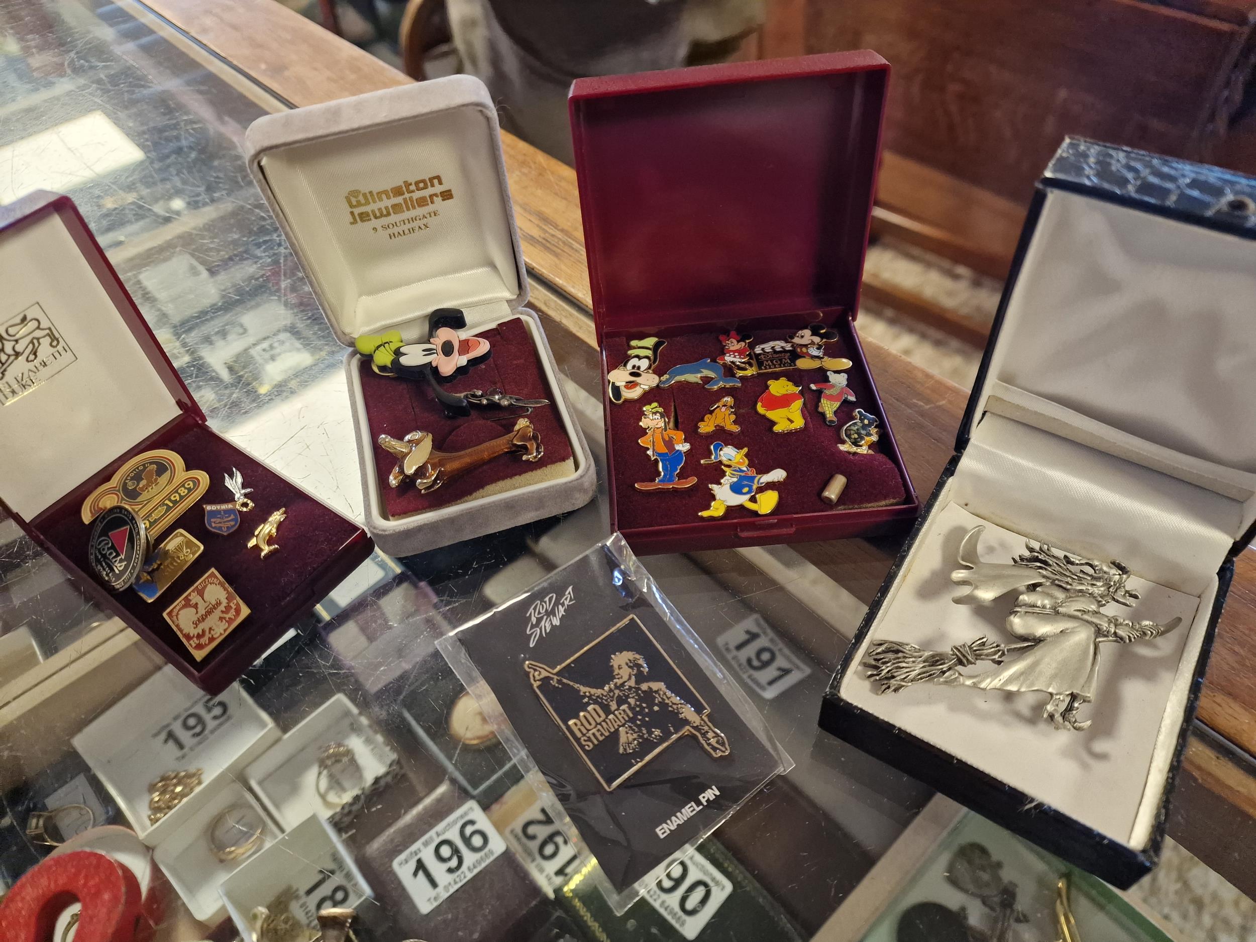 Collection of Fashion and Automobilia Pin Badges inc Disney, Apollo Moon Landings, Bass Beer