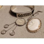 Silver Jewellery Set in South African 925 Bangle + Classical Cameo - total 47g