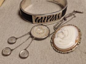Silver Jewellery Set in South African 925 Bangle + Classical Cameo - total 47g