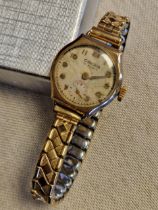 9ct Gold Jiroxa Cocktail Watch, w/ Plated Flexi Strap, 18.75 grams