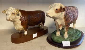 Beswick Hereford Bull 14.5 cm x 22 cm and Leonardo Bull 15cm x 24cm