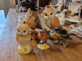 Beswick & Coalport Owls & Garden Bird/Robin Figures