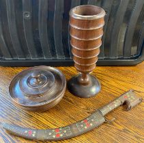 Pair of Wooden Jars + a Persian Blade