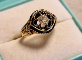 18ct Gold & Diamond Antique Dress Ring, Size K, 3.45 g