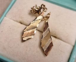 9ct White, Rose and Yellow Gold-Tie Pair of Earrings