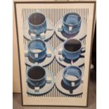 Retro Designer Coffee Cups Art - Still Life Funkhouser Mirage - 93x63cm inc frame