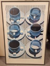 Retro Designer Coffee Cups Art - Still Life Funkhouser Mirage - 93x63cm inc frame