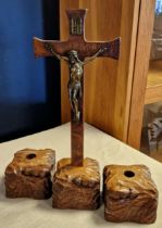 Late 1940's Mouseman Yorkshire Oak 3pc Altar Set - Ecclesiastical/Religious Interest - 100% crafted