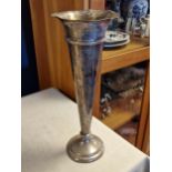 Silver London Hallmarked William Comyns Large Fluted Vase - 35.5cm high & 1.4kg - partially filled &