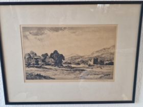 Leonard Squirrell (1893-1979) Etching of a Countryside Scene - 55x40 inc frame