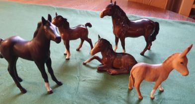 Beswick Set of Five Horses, Ponies & Foals