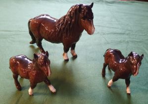 Beswick Shetland Horse & Ponies Trio