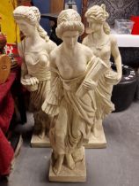 Classical Floor Standing Greek Statue Trio - for indoor or outdoor use, roughly 100cm high