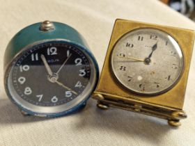 Pair of Miniature Swiss Made Alarm Clocks - Bosa (Brevet) & Zenith