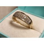 9ct Gold & Diamond Half Eternity Cluster Ring, 2.95g & size N