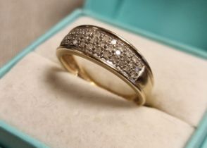 9ct Gold & Diamond Half Eternity Cluster Ring, 2.95g & size N