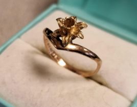 9ct Gold Clogau Welsh Flower Dress Ring, Size 0