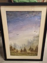 Jack Jarman Local Artist Night Sky Forest Watercolour - 47x65cm inc frame