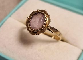 9ct Gold and Amethyst Dress Ring, Size L+0.5, 2 grams