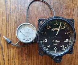 Set of Two Vintage Altimeters + a Voltmeter