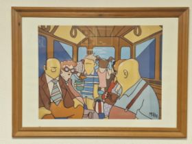 Pete McKee (1966-) Framed Scarborough Funicular Railway Journey Print - 78x58cm inc frame