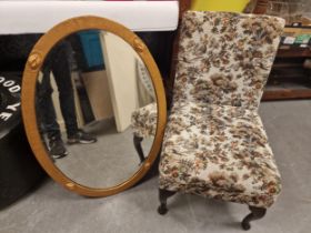 1930's Bevelled Edge Oval Mirror + a Retro Chair