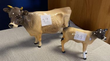 Beswick Jersey Cow Ch Newton Tinkle And Calf 11cm x 15cm, 8cm x 8.5cm